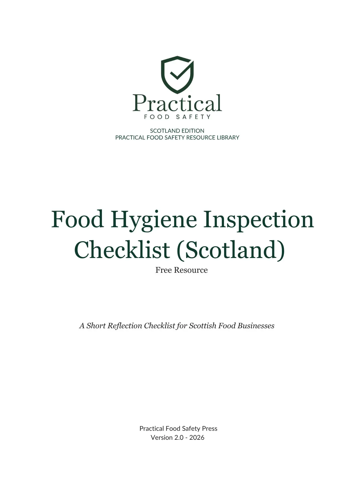 Food Hygiene Inspection Checklist (Scotland) cover
